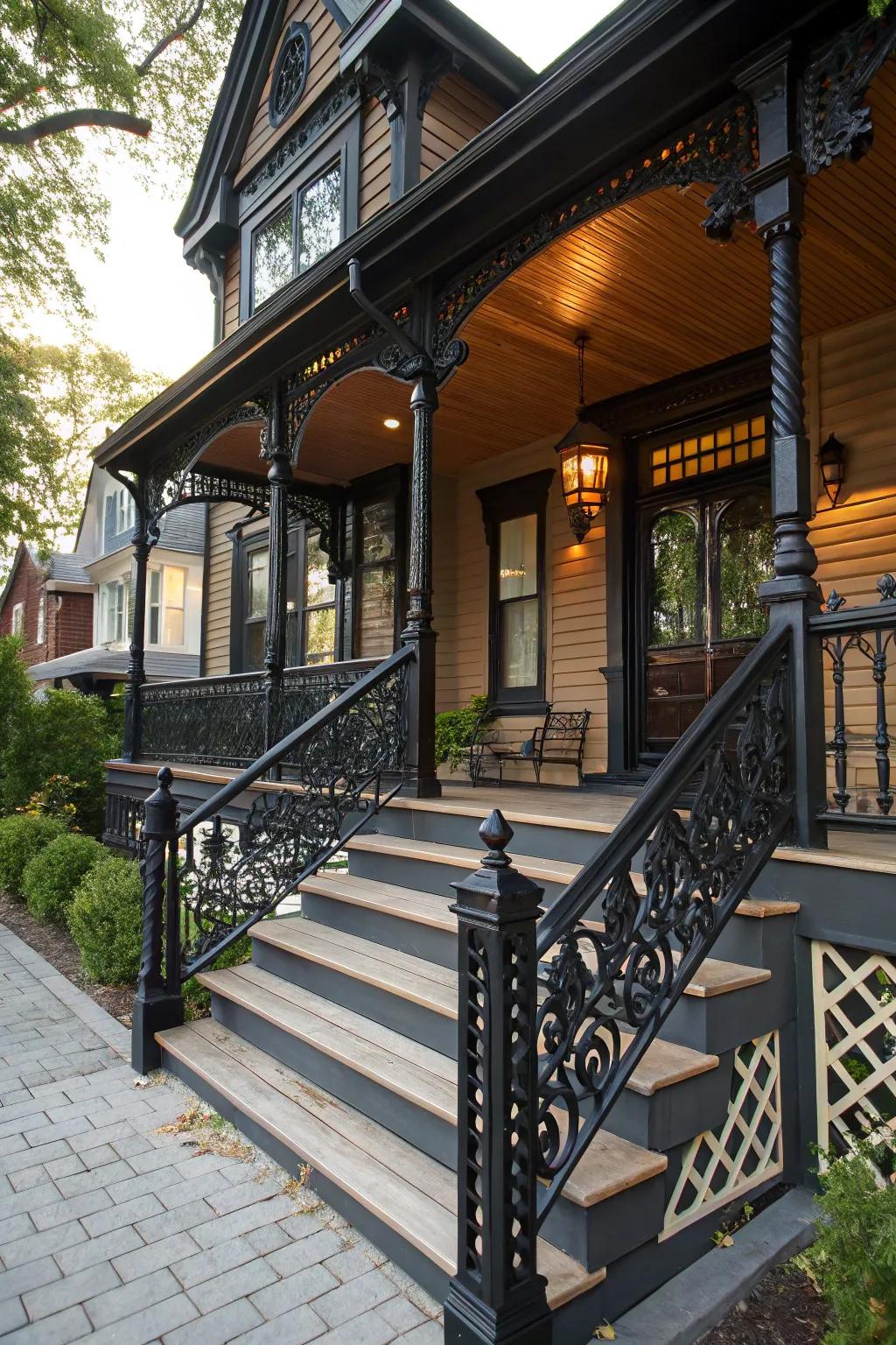 Make a statement with strong, all-dark railings.