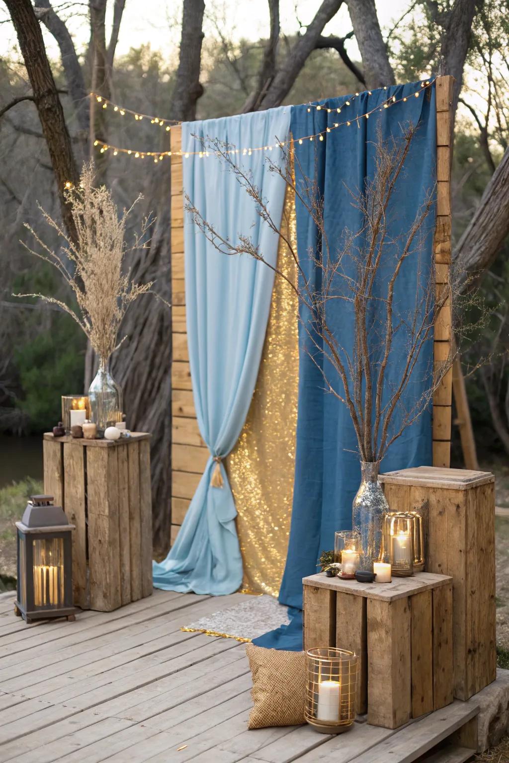 With a rustic blue and gold design, you can add warmth.