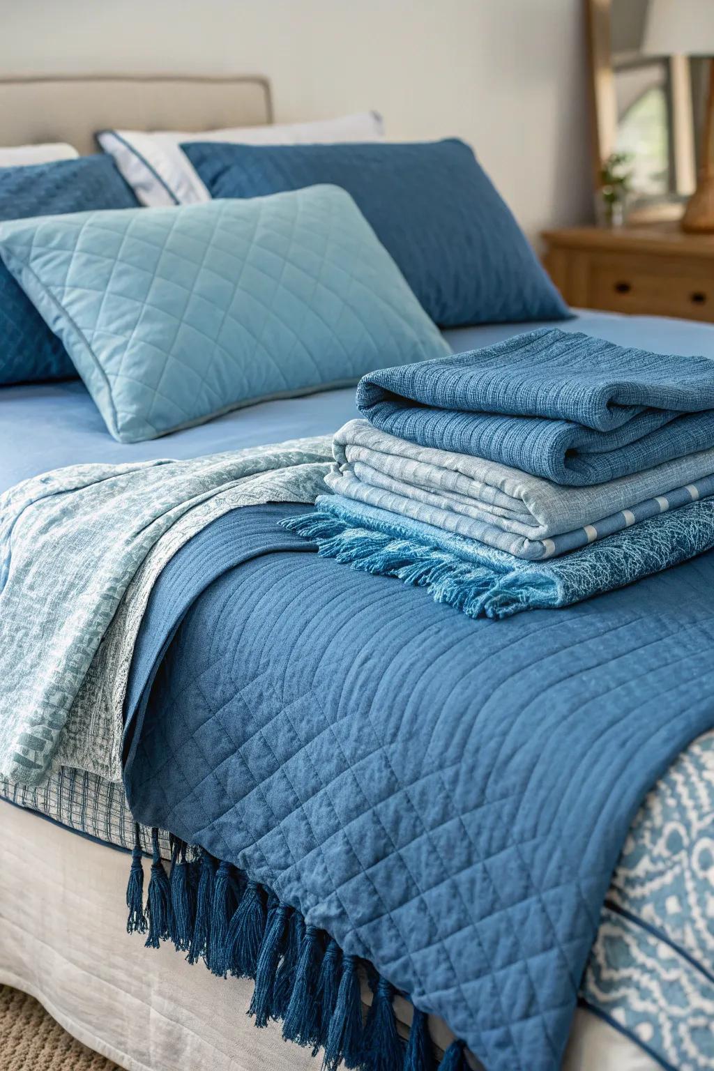 Layered bedding improves convenience and adds a fashionable touch.