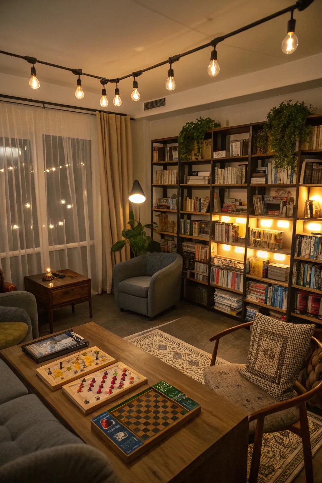 Lighting shapes the atmosphere; adjust it to complement the game or gathering.
