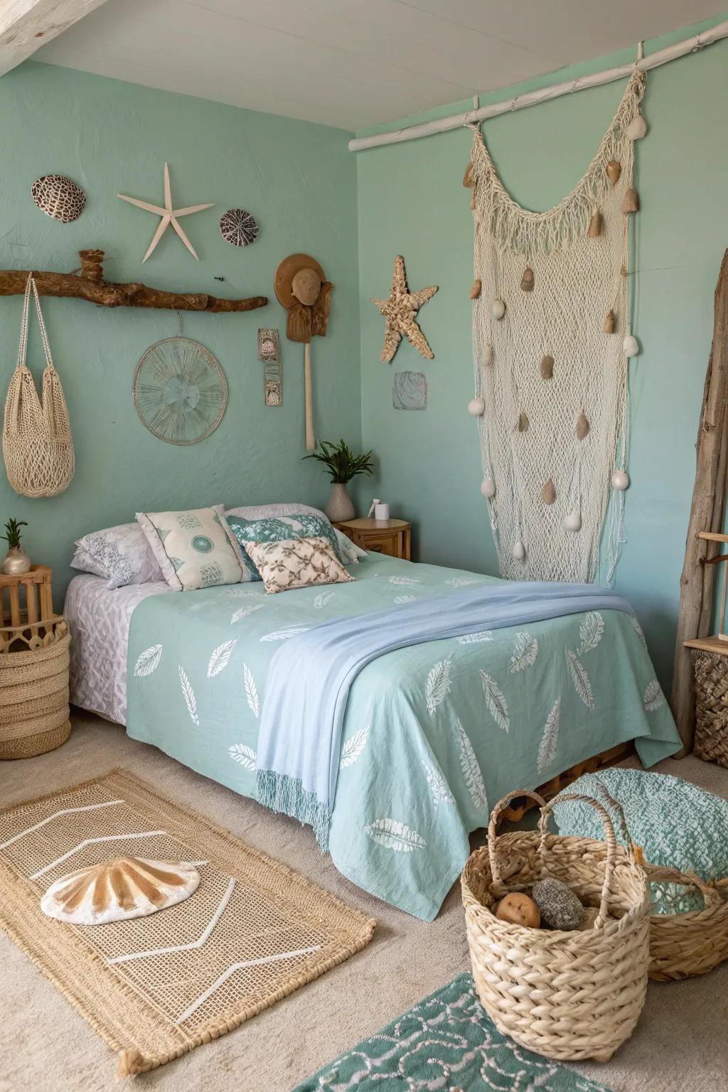 Seashells and driftwood introduce natural beauty into your space.