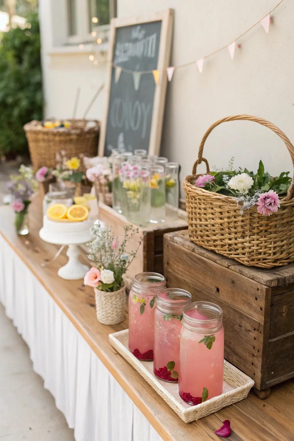 A themed beverage station is both refreshing and stylish.