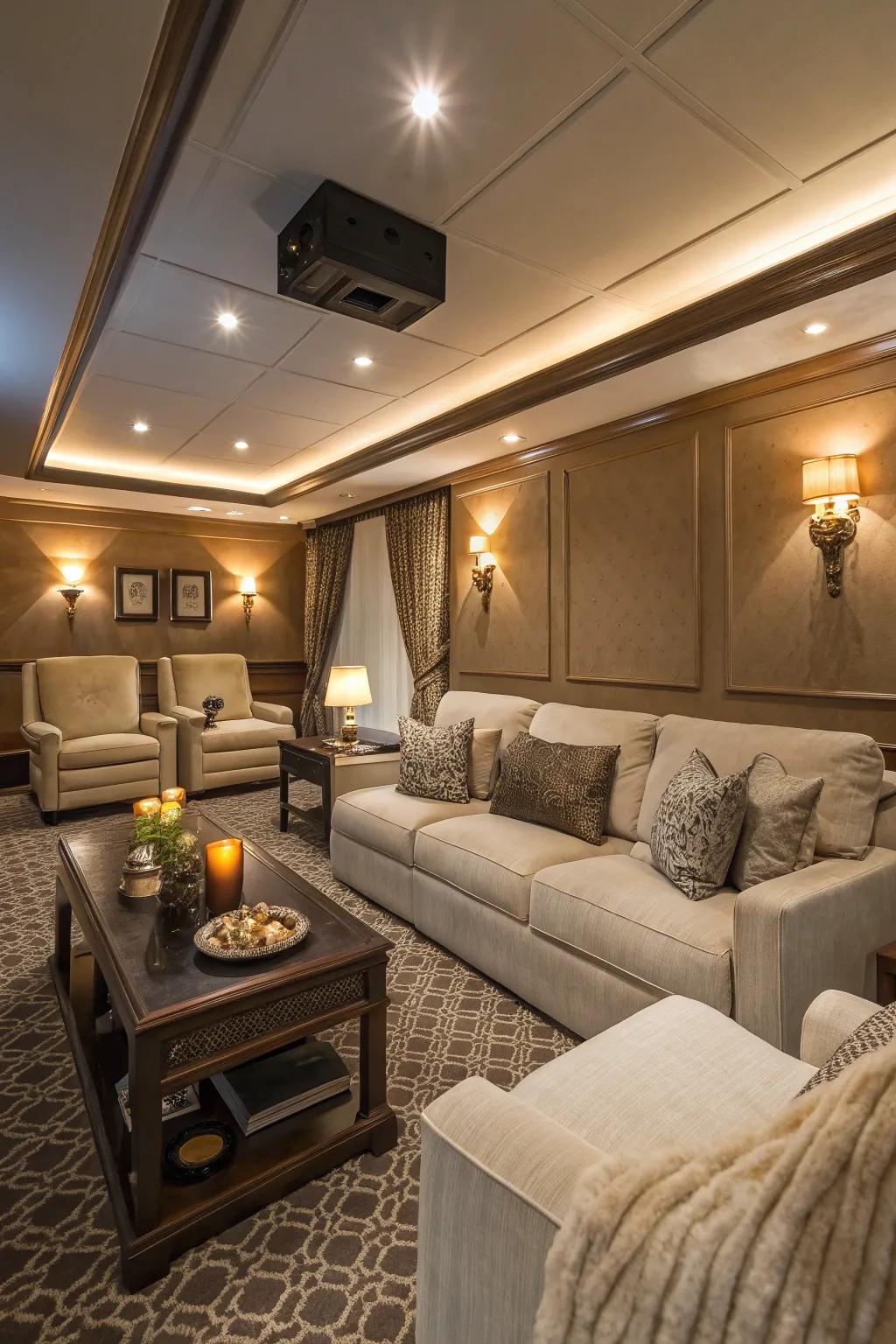 An inviting lounge area encourages relaxation and socializing with flair.