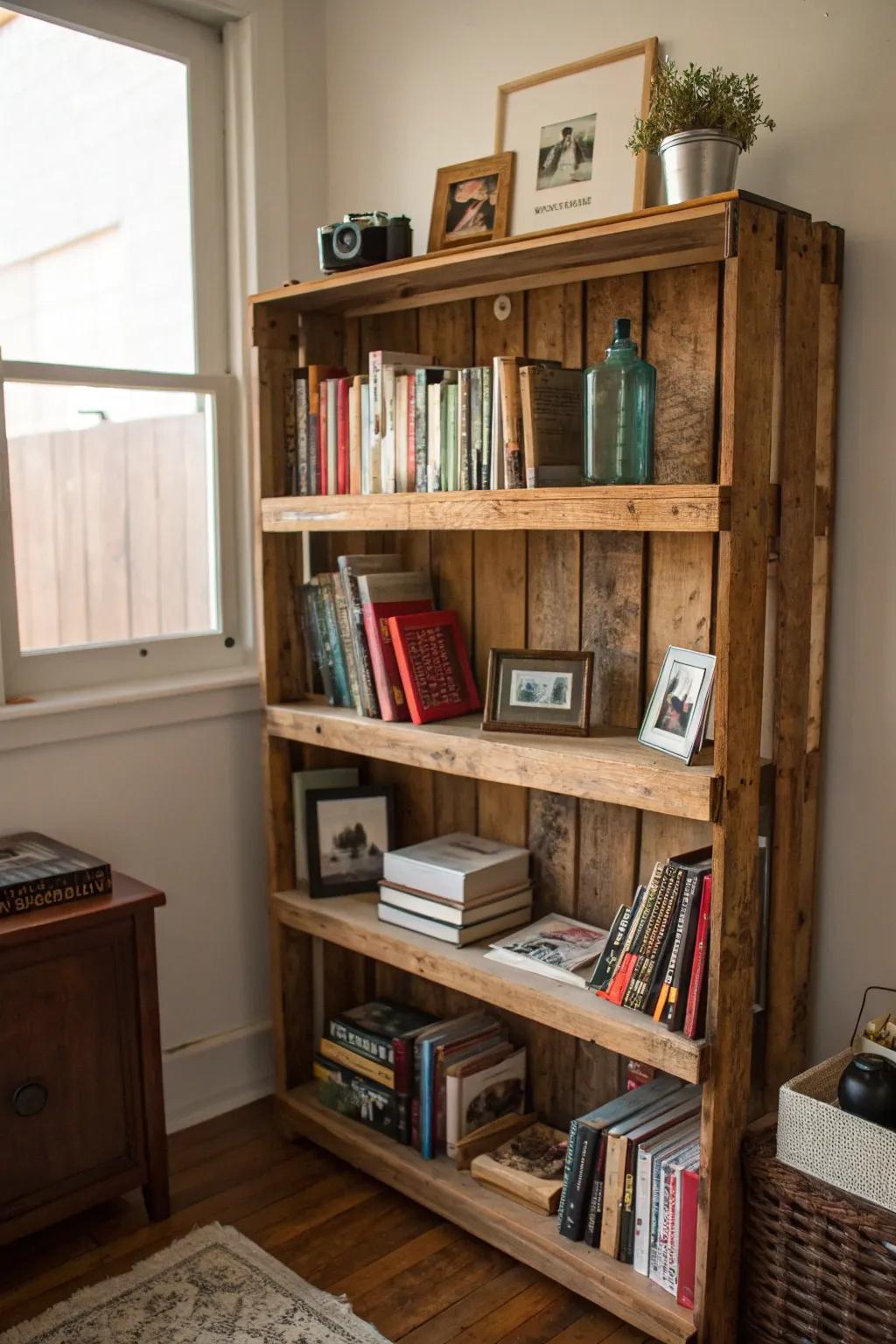 Bespoke DIY bookshelves for a personalized flair.
