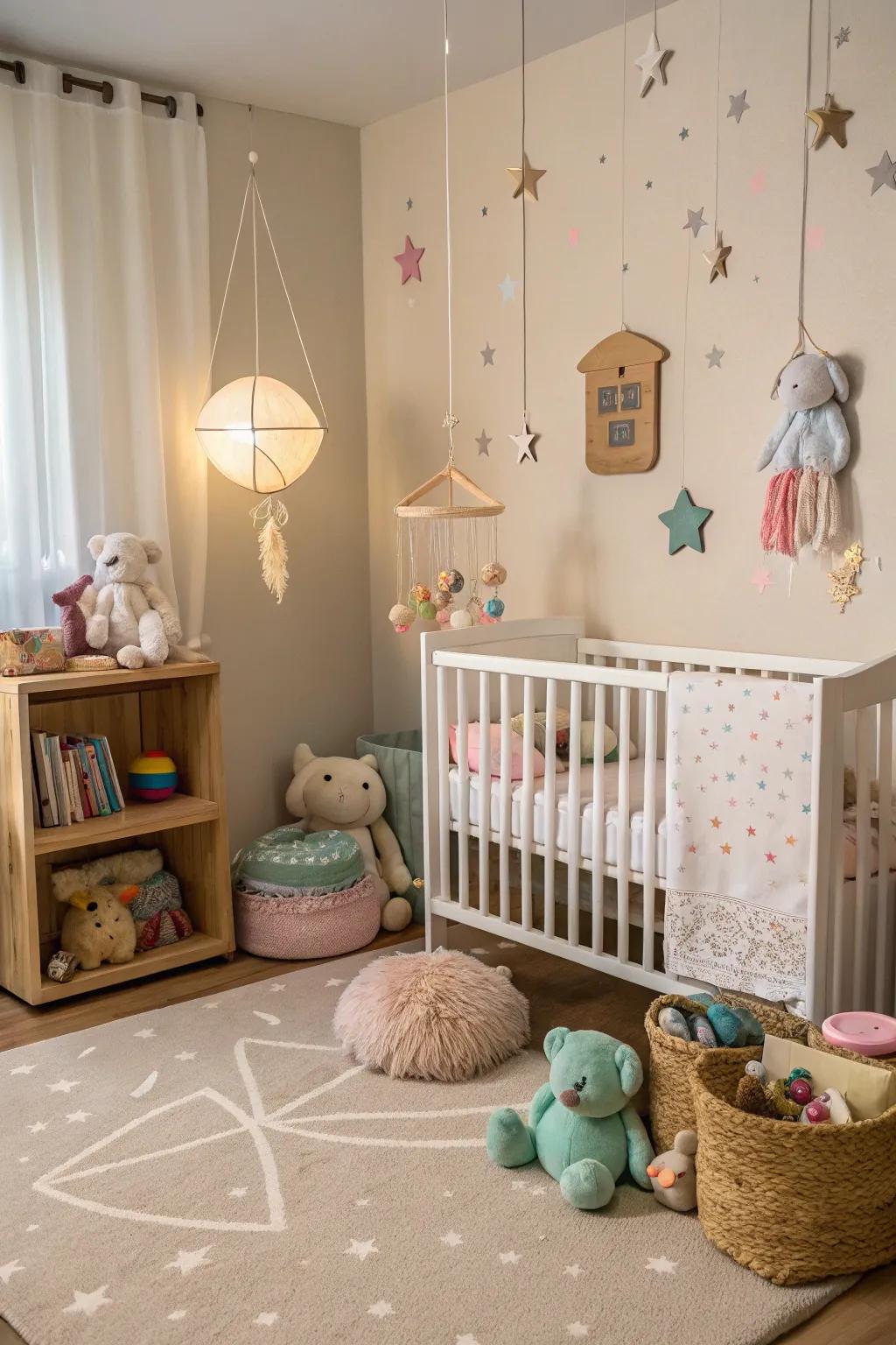 Themed touches bring the nursery's concept alive.