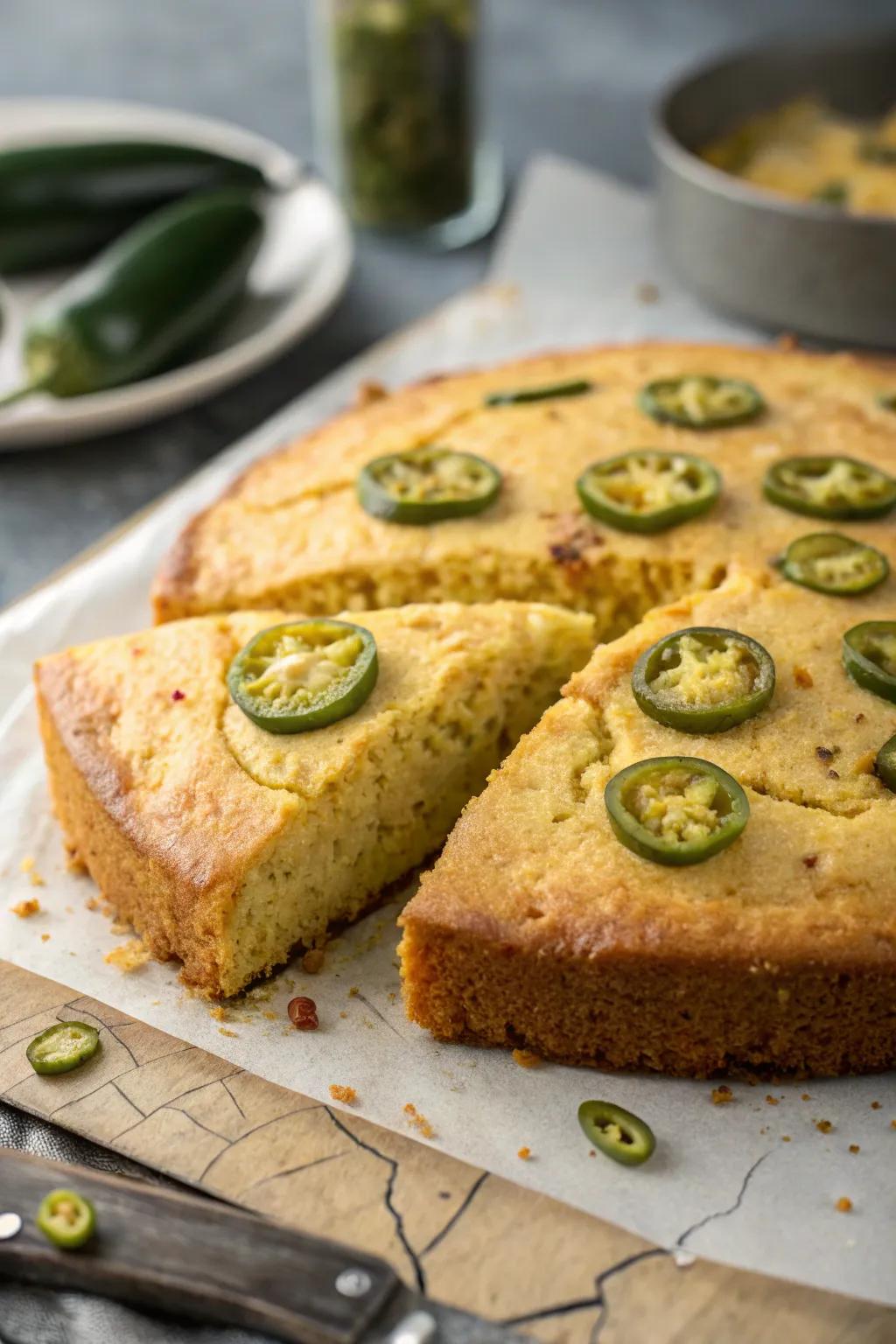 Spicy cornbread, adding a kick to your meal.