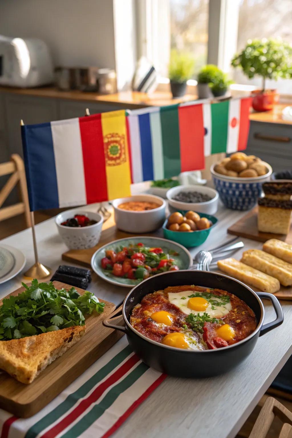 Embark on a culinary journey with an international breakfast sampler.