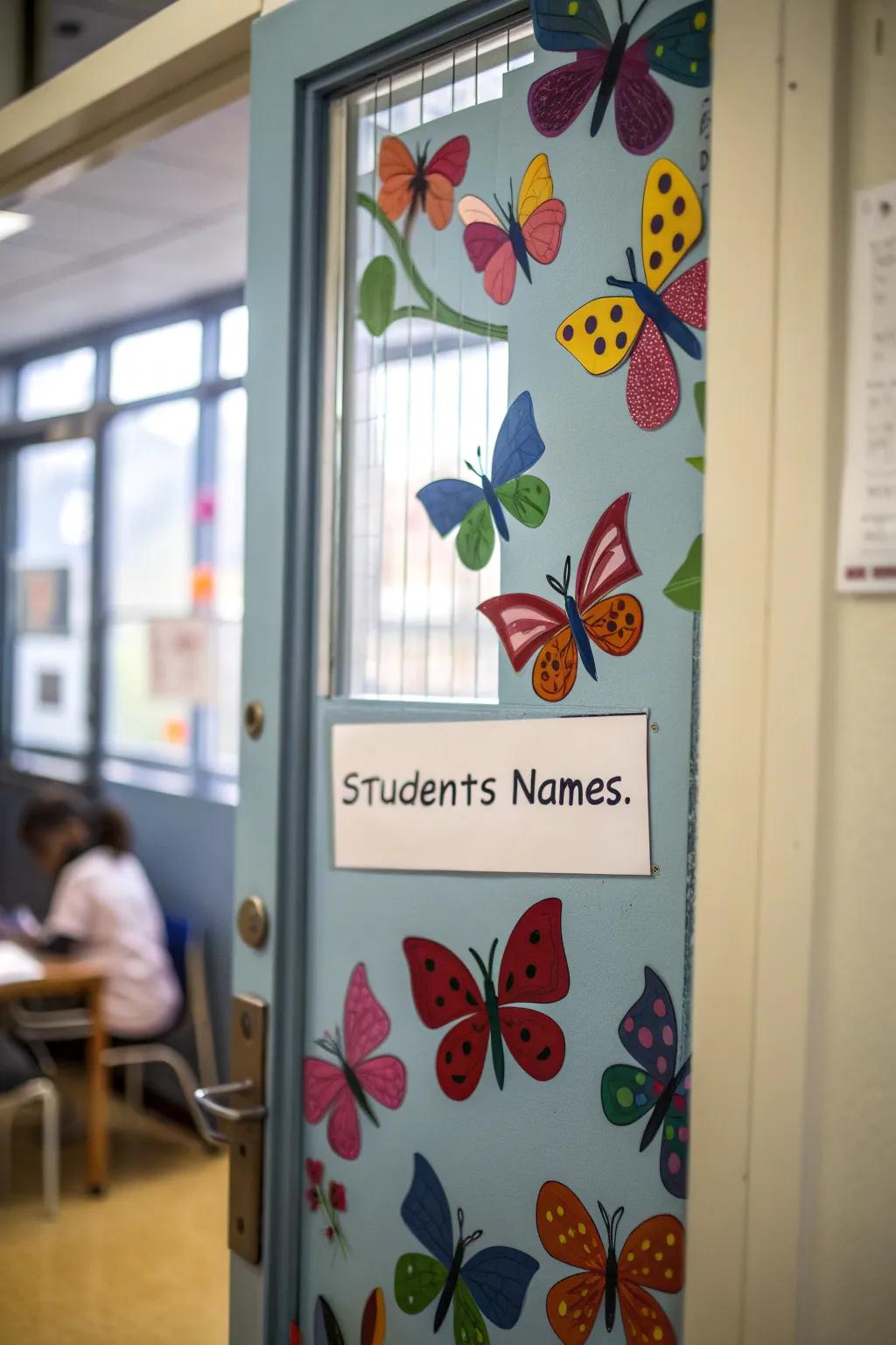 Celebrate each student with personalized butterfly name tags.