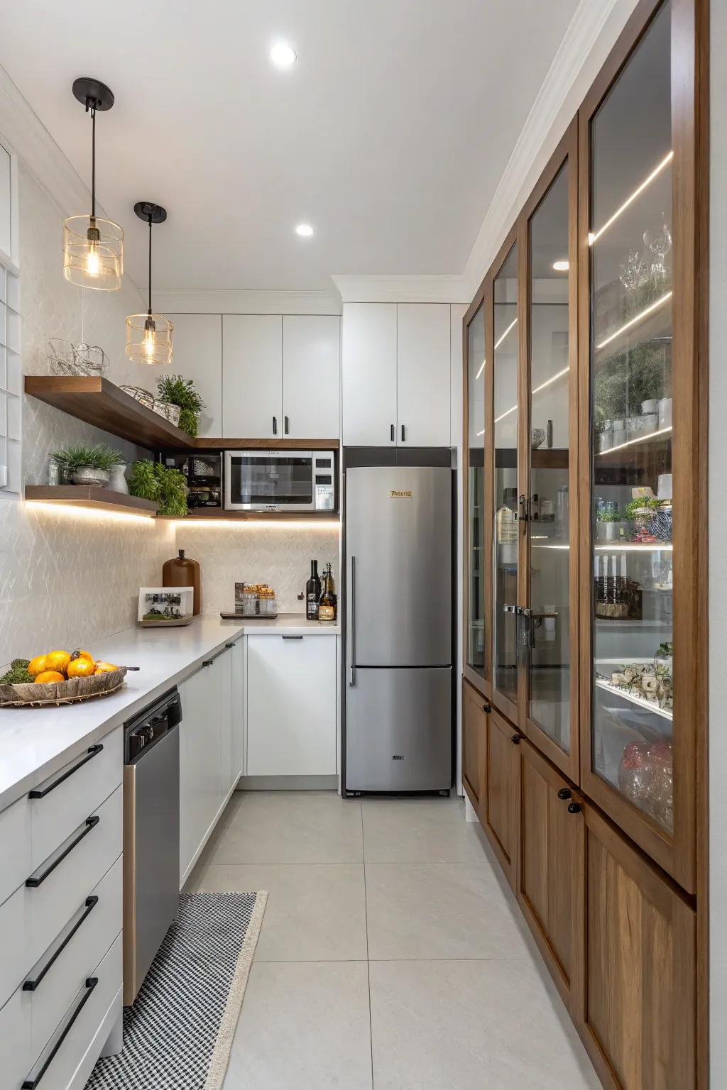 Elevated cabinets can add a spacious and modern vibe to your kitchen.