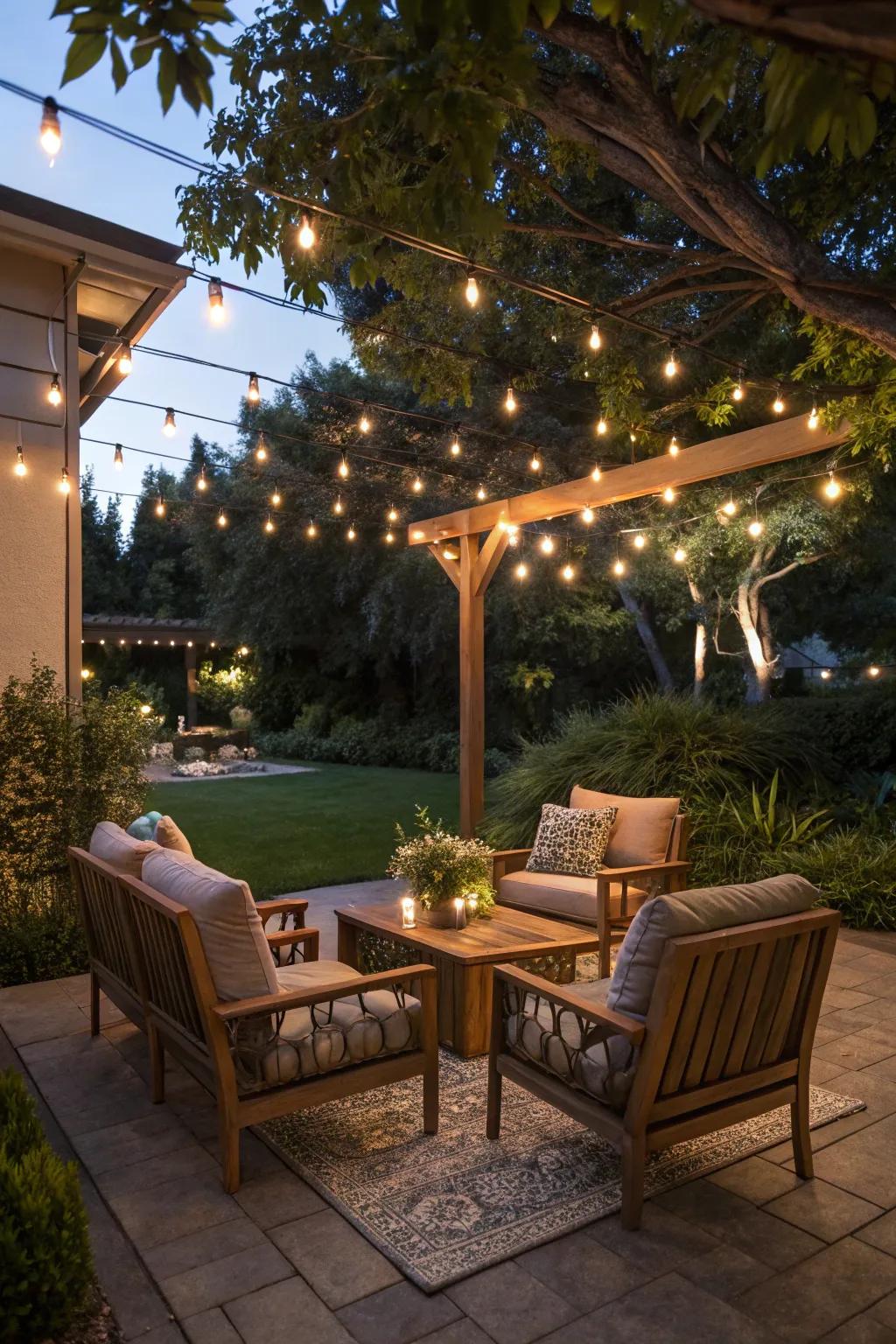Enhance your outdoor entertaining space with cable lighting.