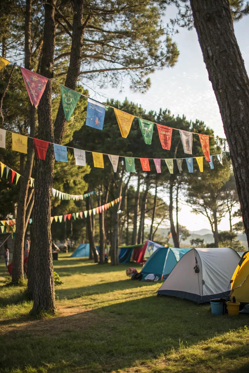 Bring a festive vibe to your campsite using DIY banners.