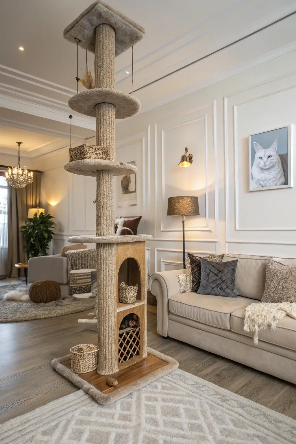 Harmonious design ensures your cat structure complements your home.