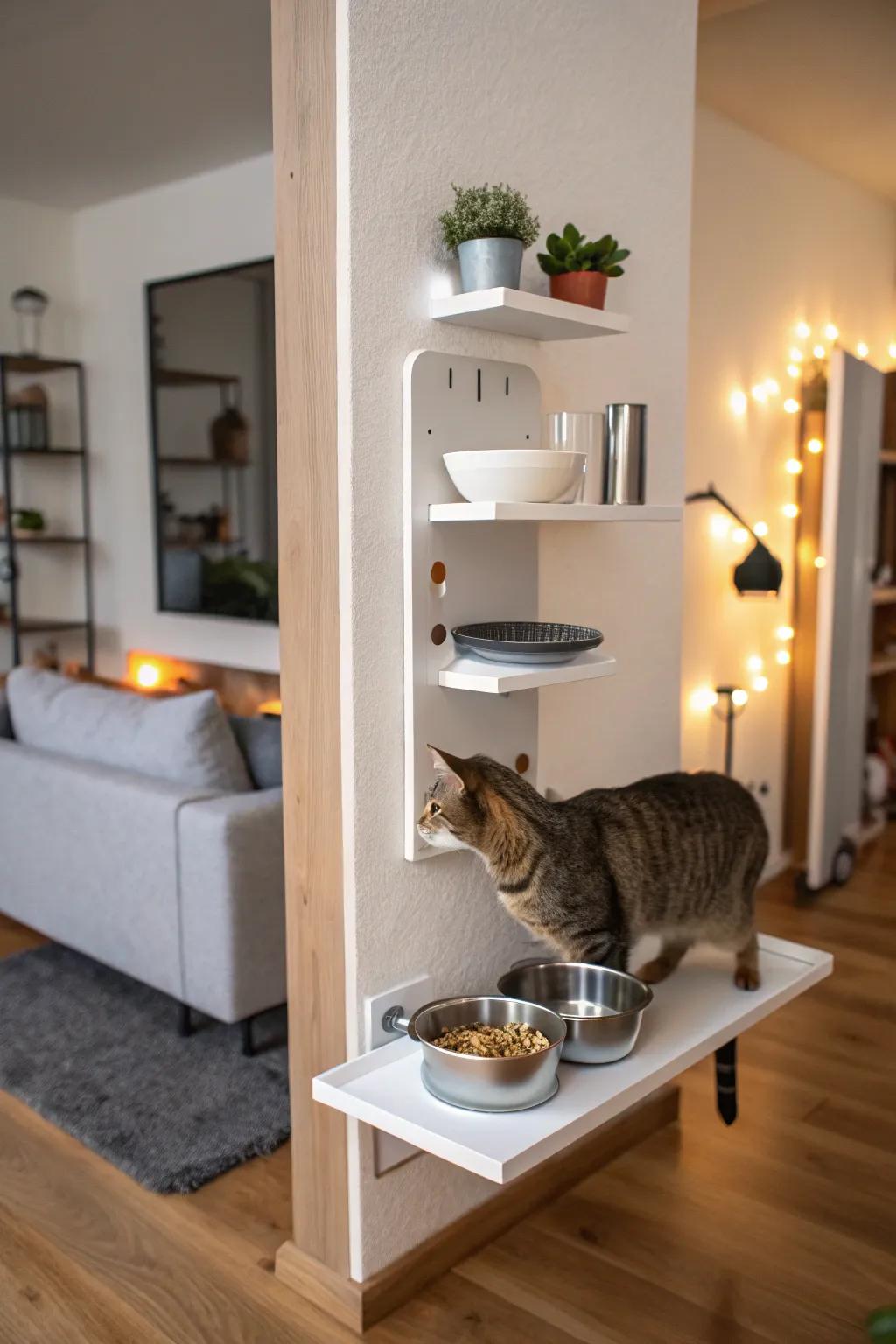 Elevated feeding spots are ideal for multi-pet homes.