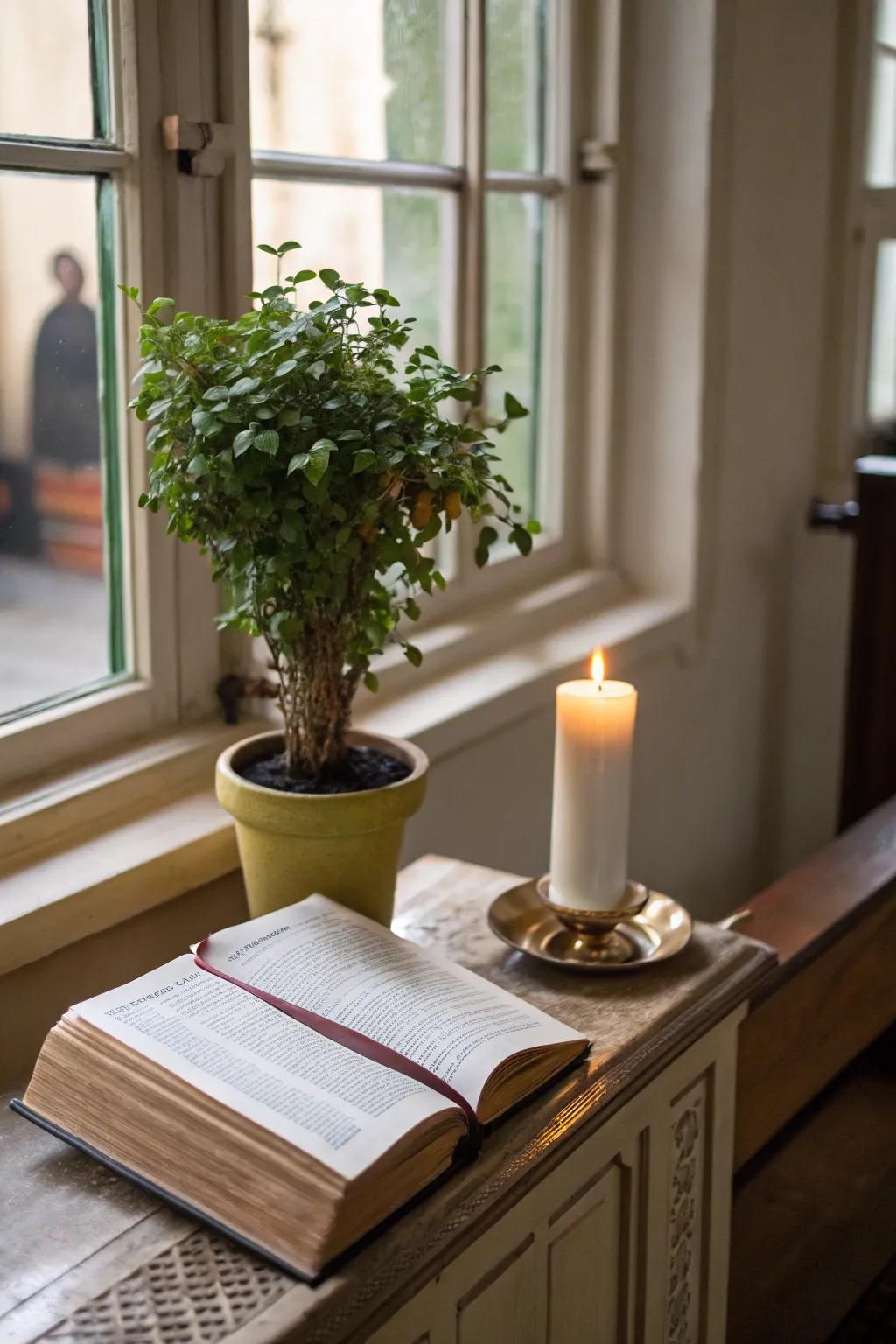 Foliage contributes a natural and calming component to your sacred space.