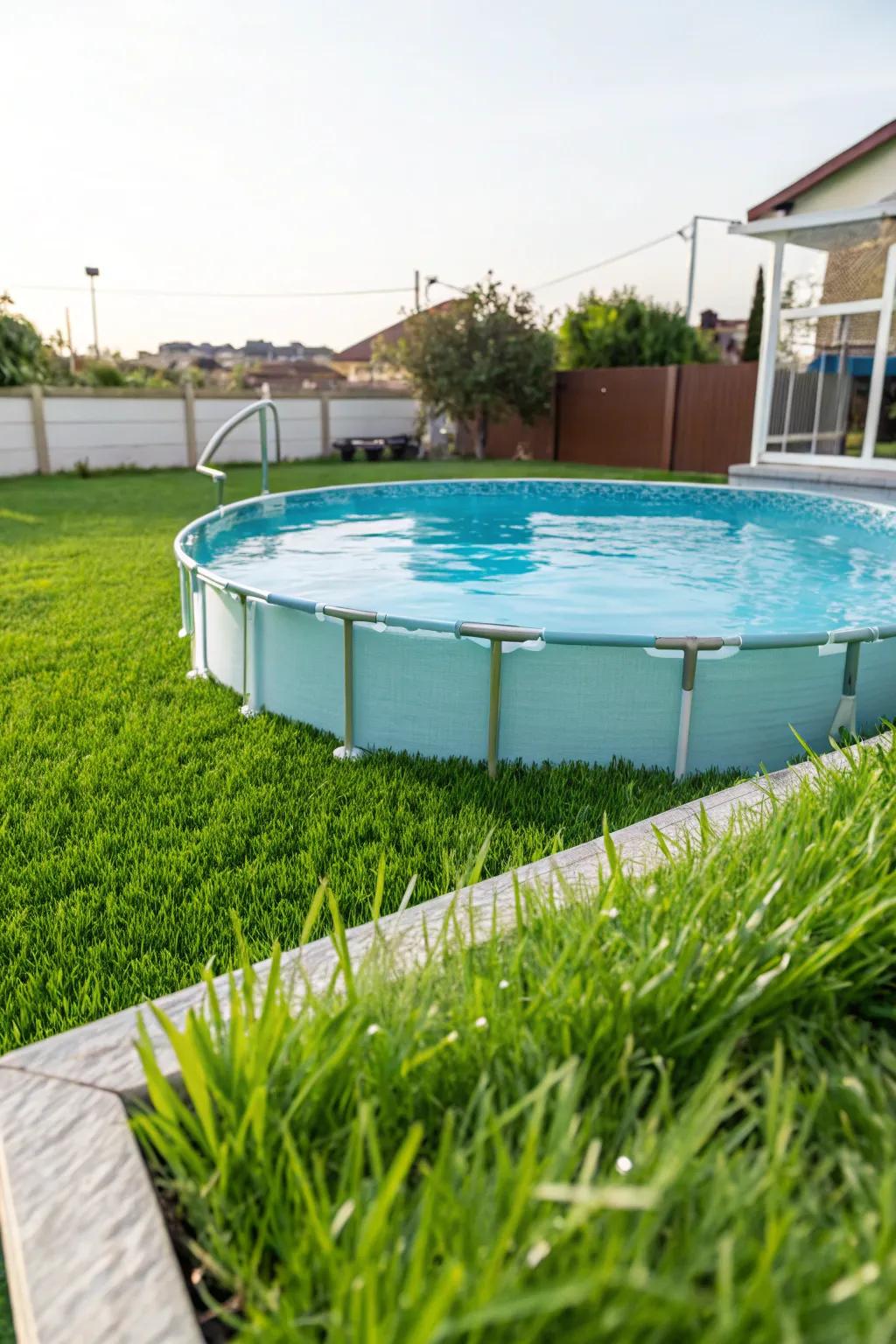 Faux turf provides a lush, no-maintenance landscape.