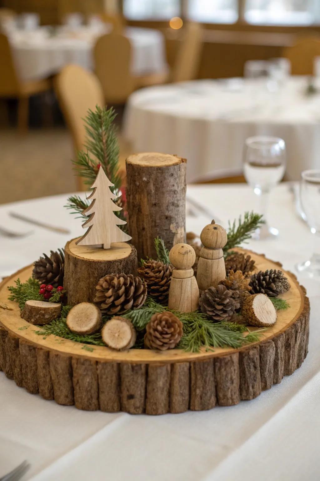 Wood features infuse down-to-earth comfort to the dinner setting.