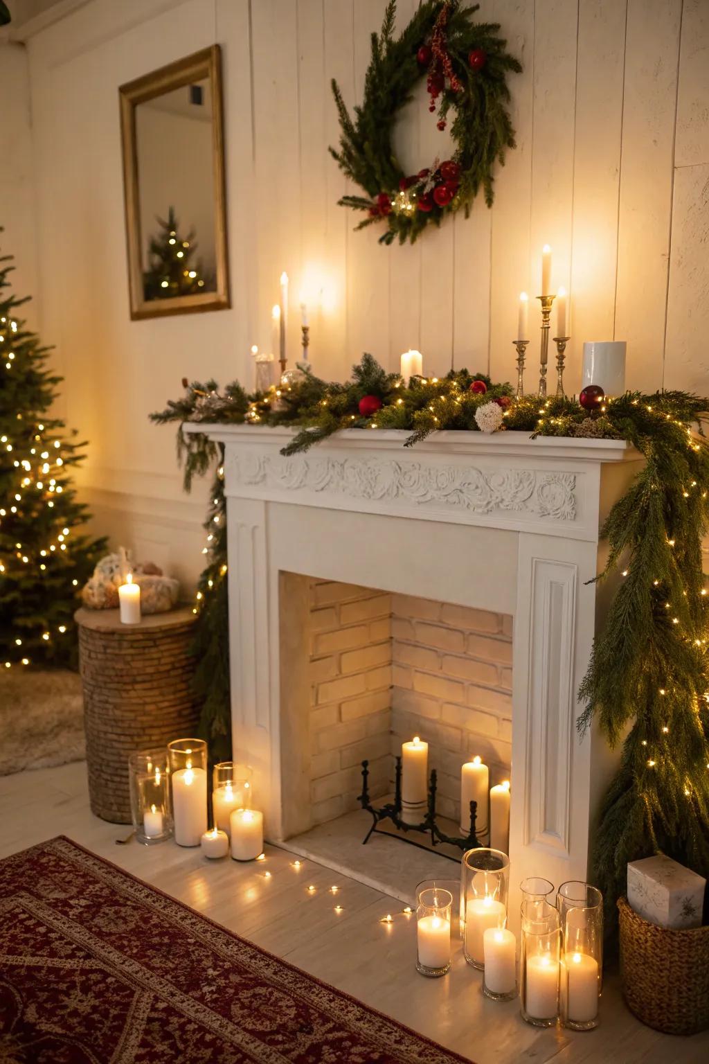 A simulated hearth offering a snug sensation without the chimney.