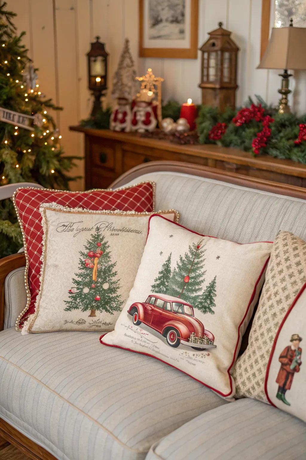 Classic prints add nostalgic appeal to holiday decorations.