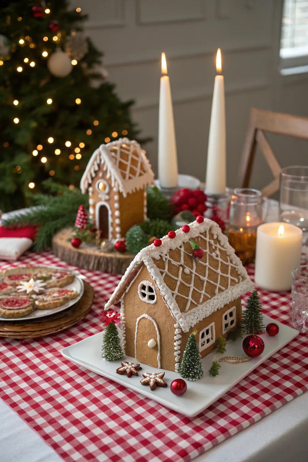 A confectionary village becomes a delightful and engaging centerpiece.