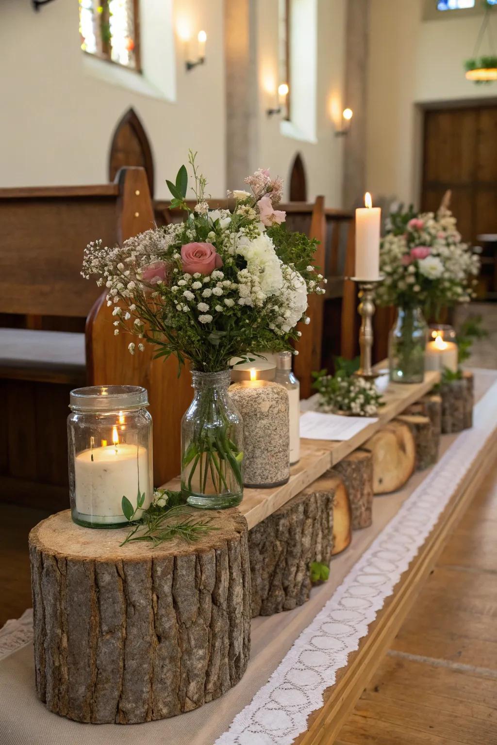 Sustainable decor using reused items for a green touch.