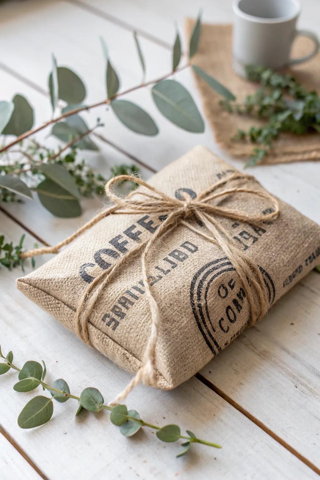 Elevate your gift-giving with a rustic twist using coffee sack wraps. Simple, charming, and unforgettable.