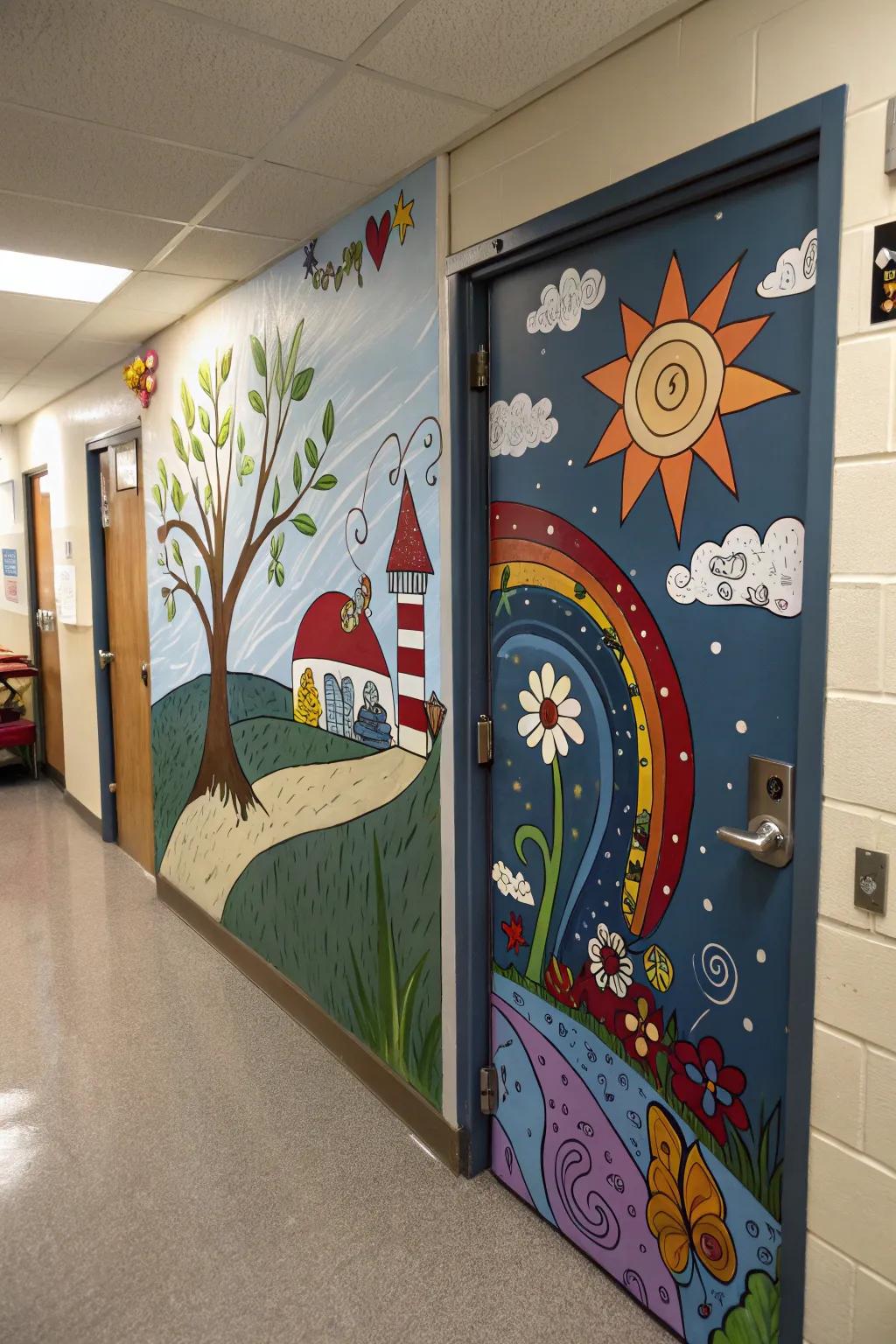A door turned into a display of artistic expression.