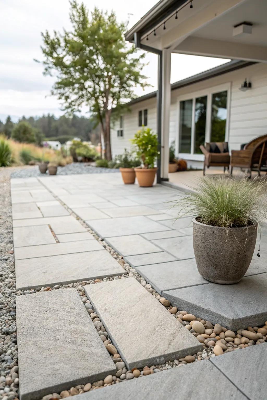 Enjoy style and ease with a stone and paver combination.