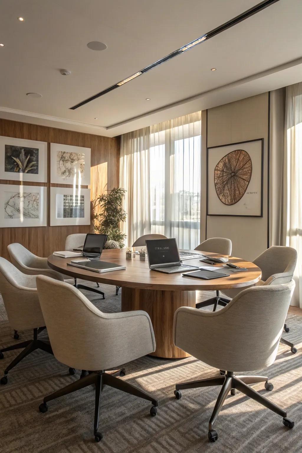 Supportive chairs provide comfort during meetings.