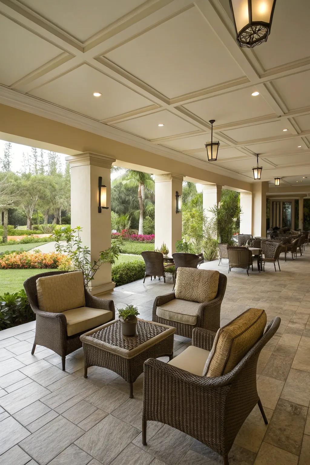An expansive patio design is ideal for parties and relaxation.