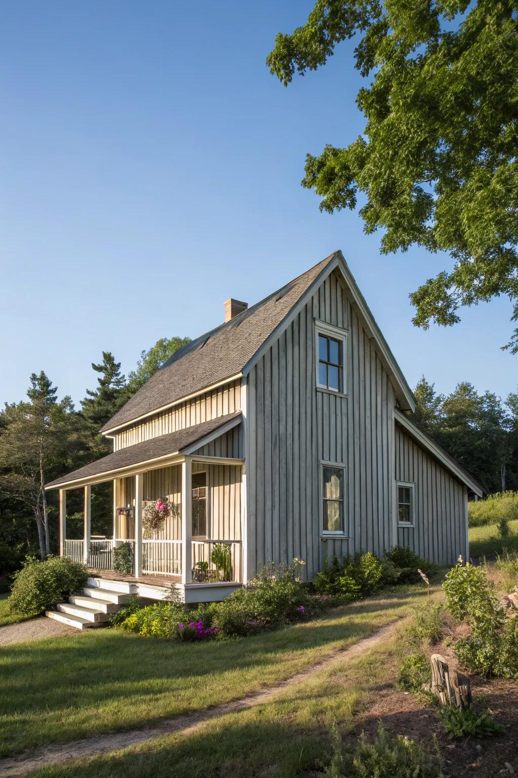 Vertical siding adds height and visual appeal.