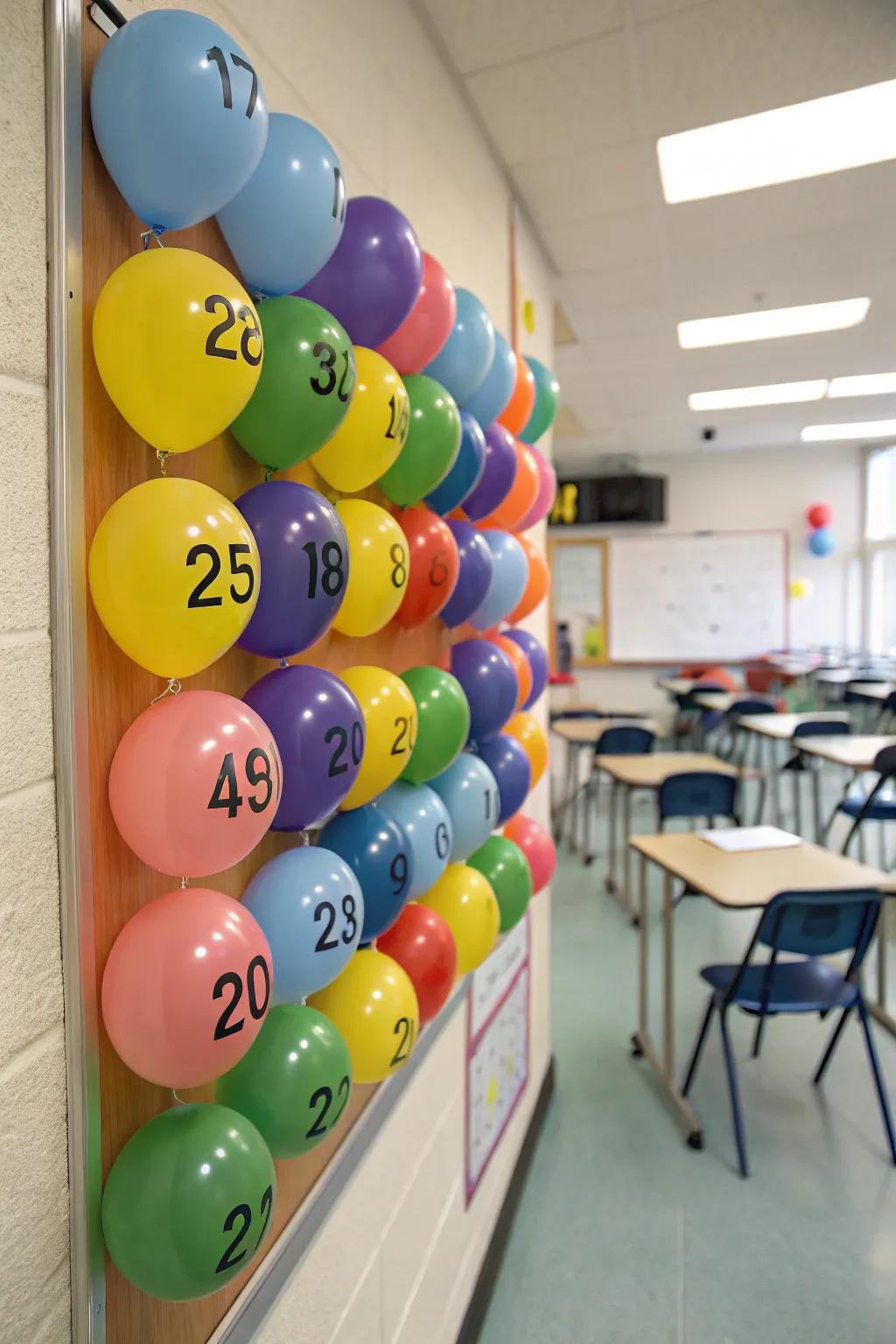 Balloon pop countdown bringing excitement to each day.