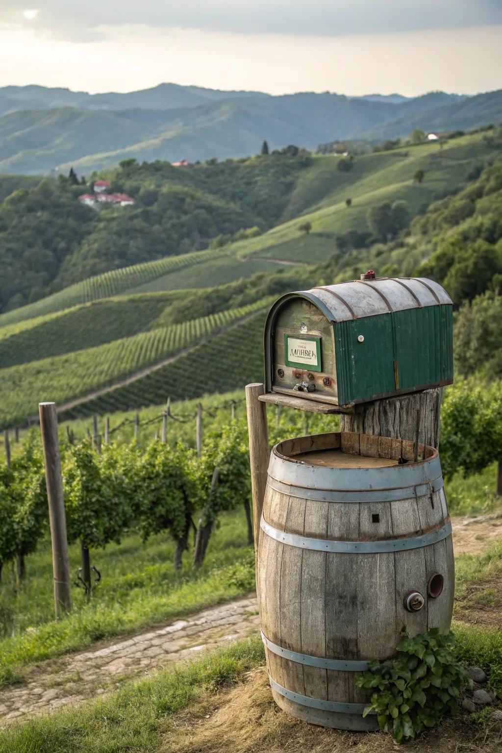 A cask stand provides a robust foundation with rustic appeal.