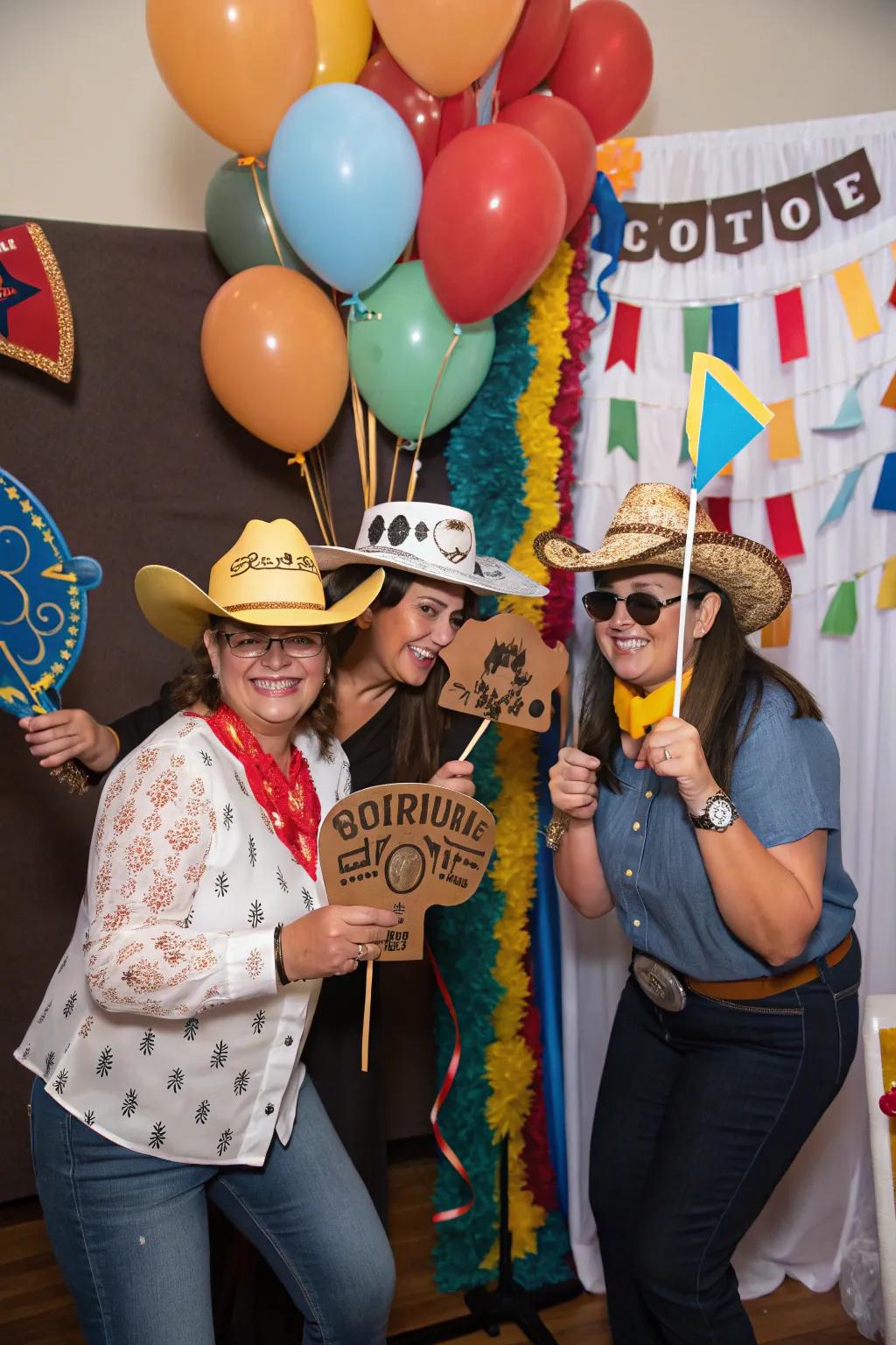 Capture the fun using a picture booth filled with Western props.