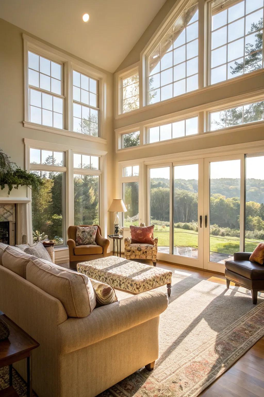 Sunlight brightens and warms your living space.