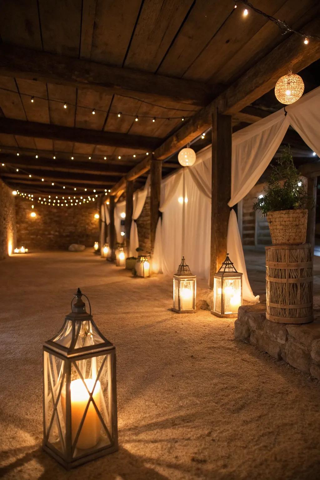 Contribute elegance via surrounding lantern lighting.