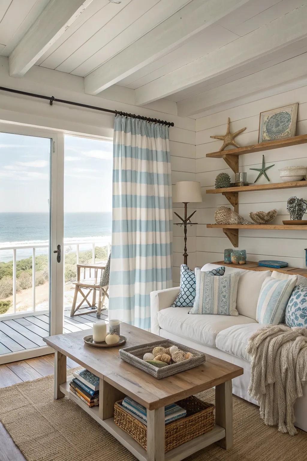 Ocean-inspired stripes bring a touch of the coast to your home.