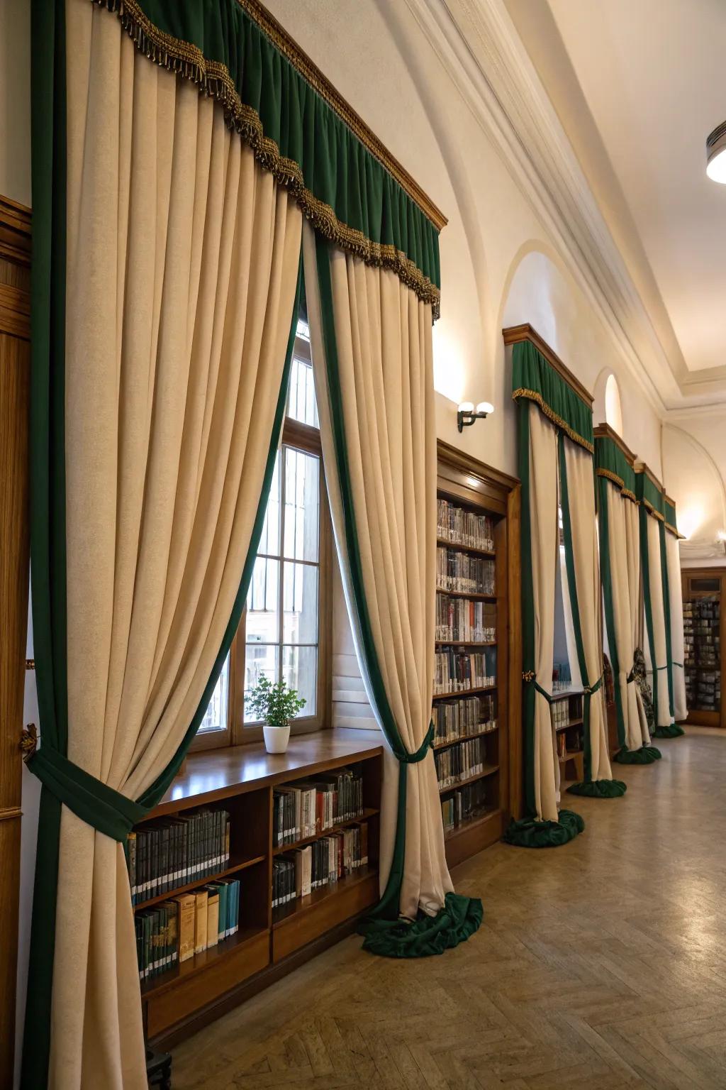 Luxurious curtains showcasing sophisticated velvet bands.
