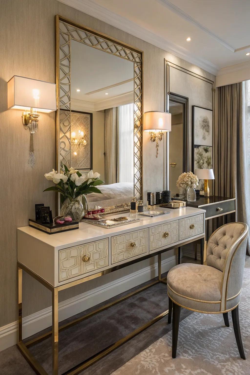 Distinctive dressing space combining beauty and practicality
