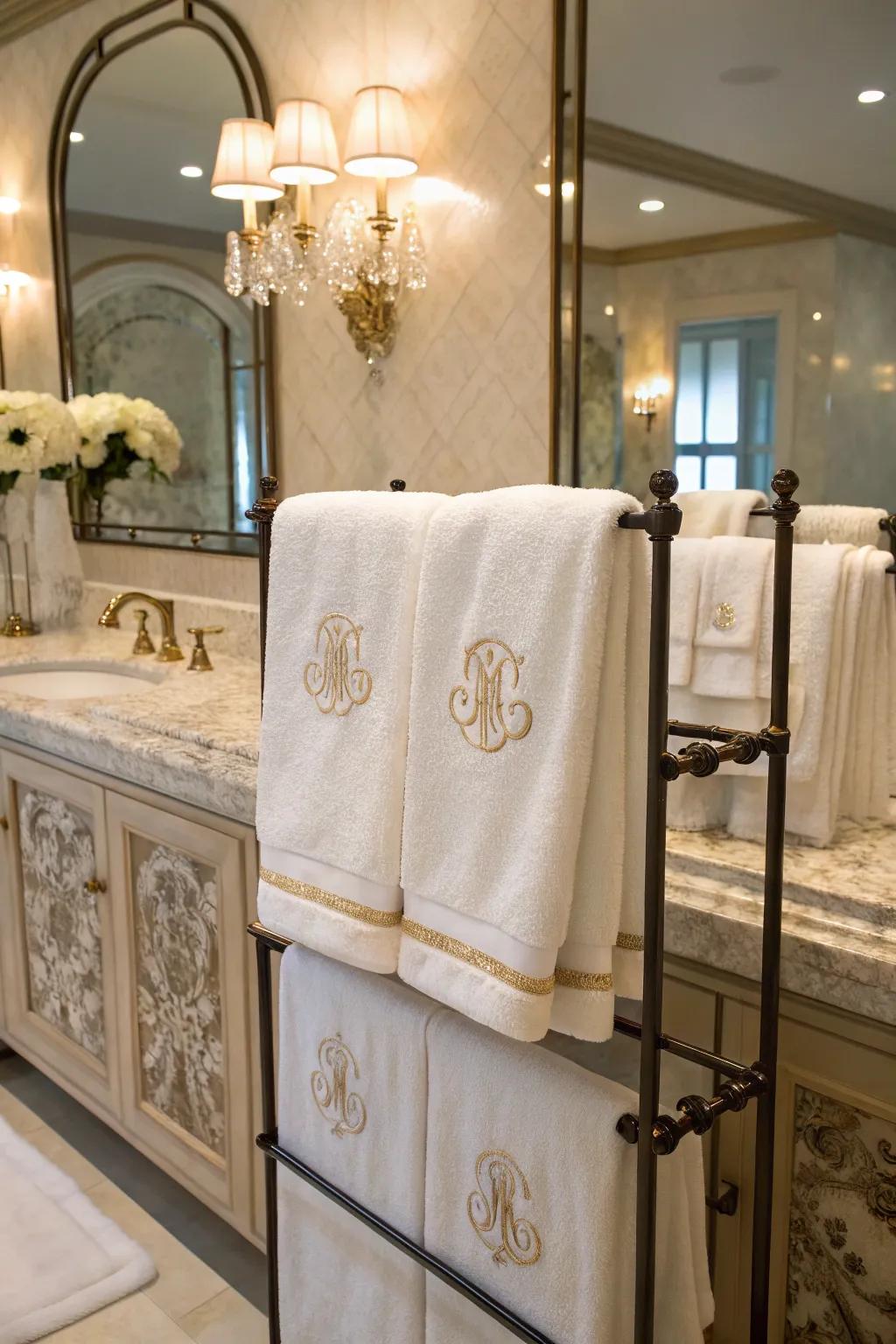 Named towels for a touch of elegance.