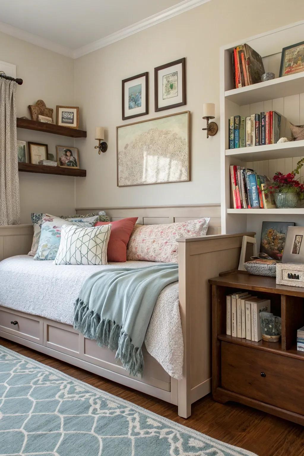 Personalized daybed area using custom decor