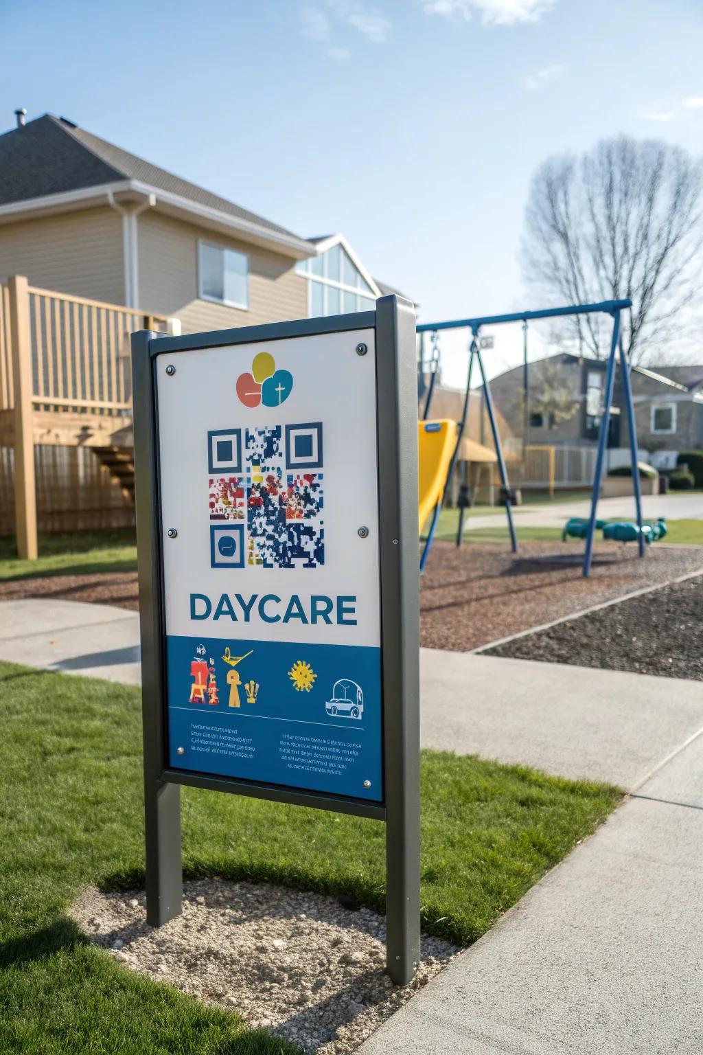 Easy access to additional information is provided via interactive QR codes on the daycare sign.