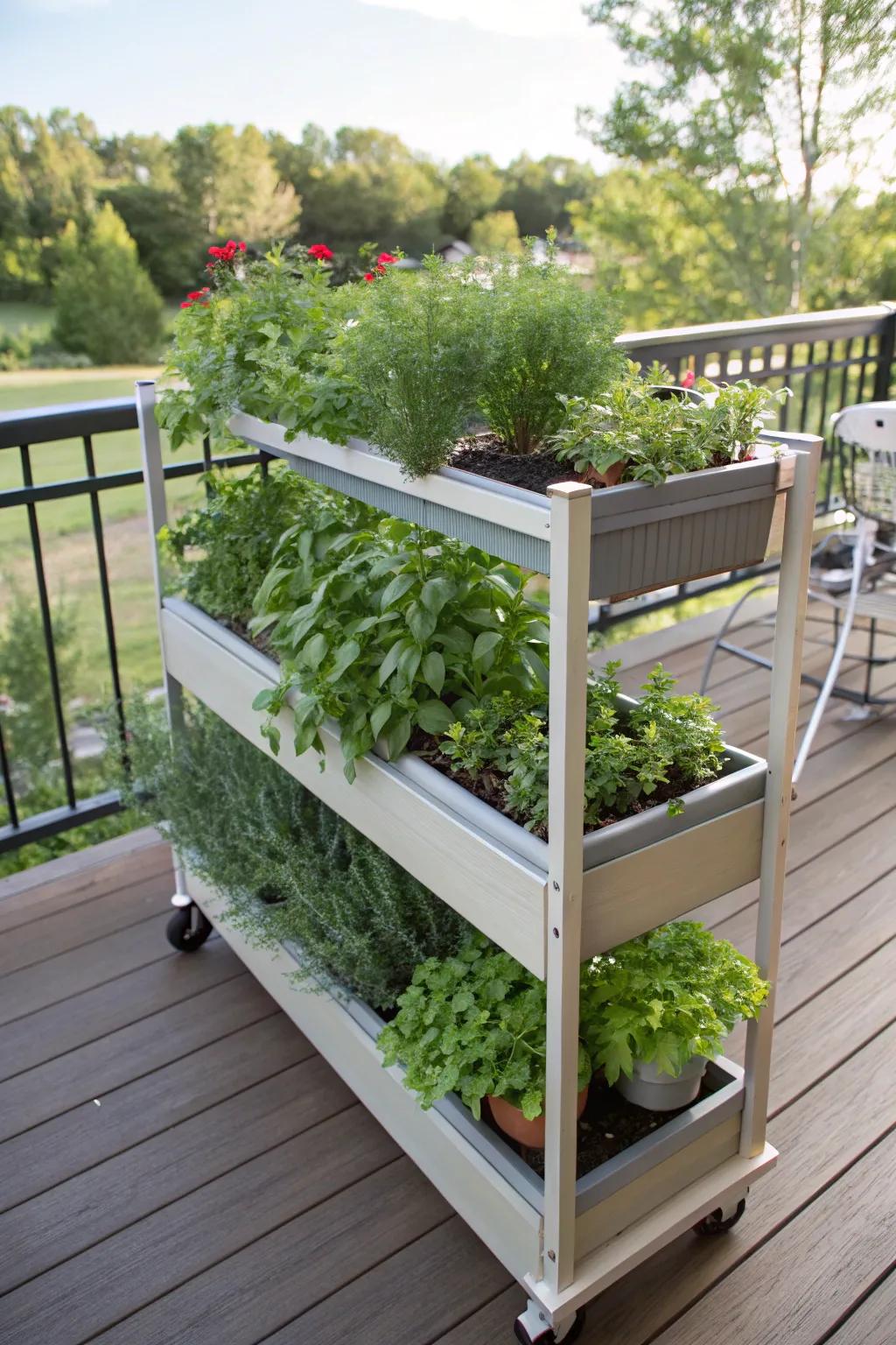 Enjoy flexibility using a portable herb garden.