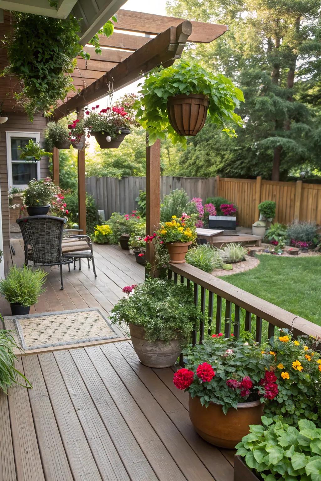 Plants soften hardscapes, making your deck cozy and inviting.