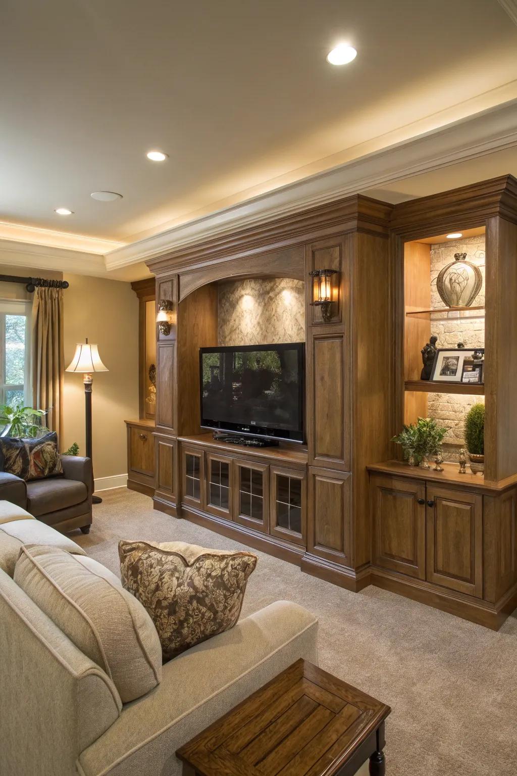 Building features provide a smooth and classy integration of the TV.