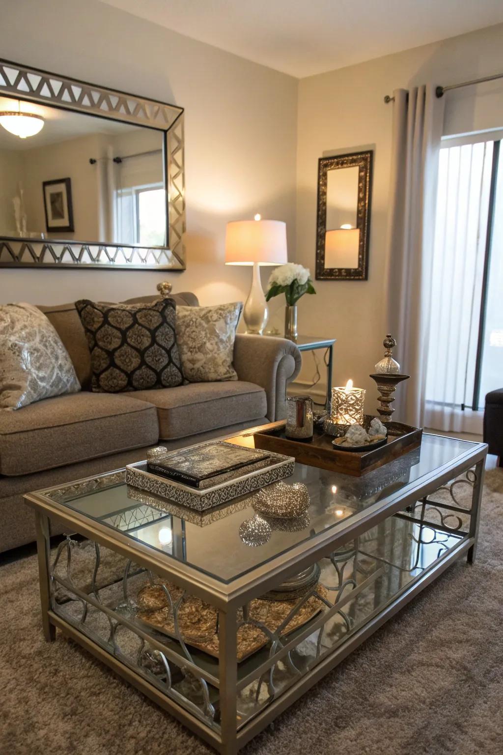 Reflective surfaces can make a room appear larger and more open.