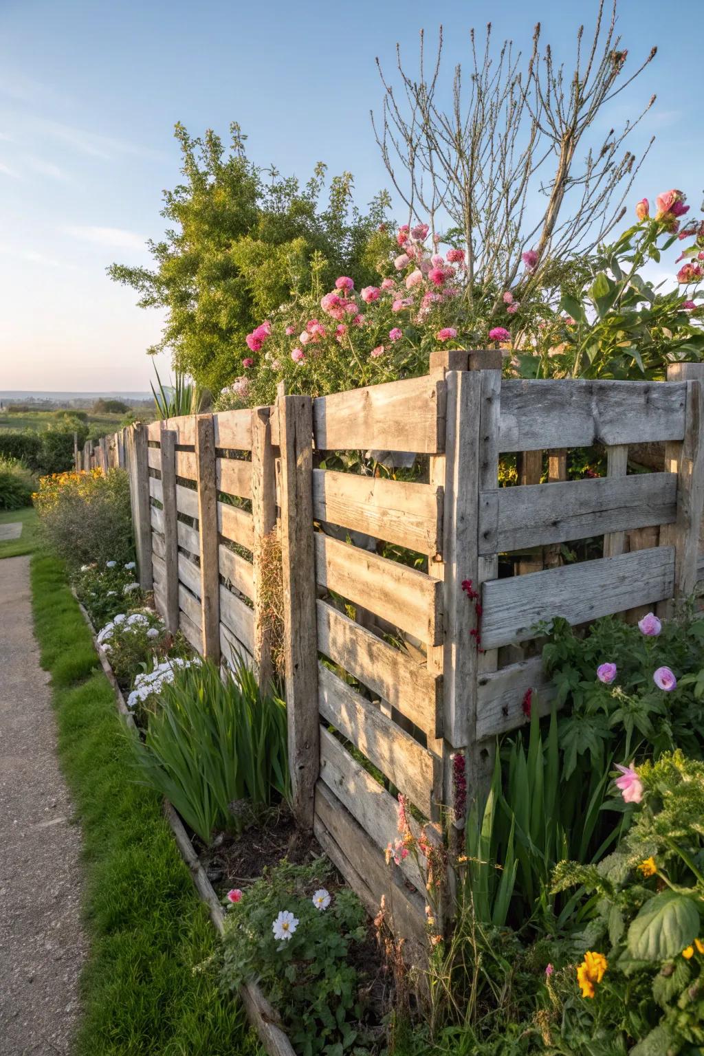 Recycling materials provides a sustainable and artistic fence solution.