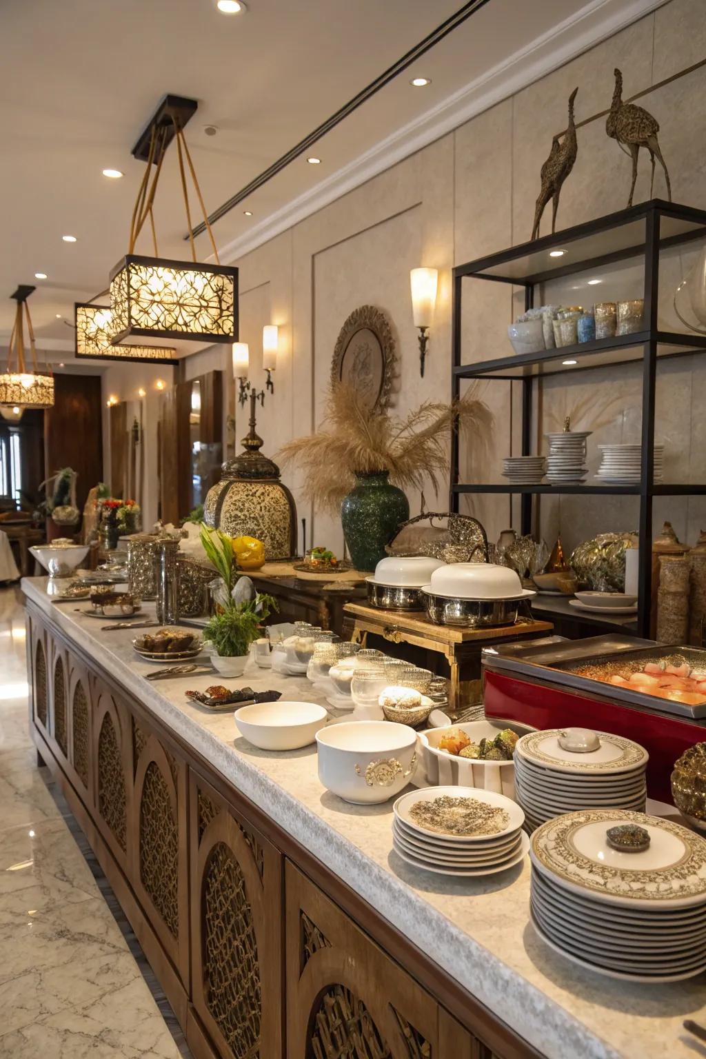 Unique finds turn this buffet into a conversation piece.