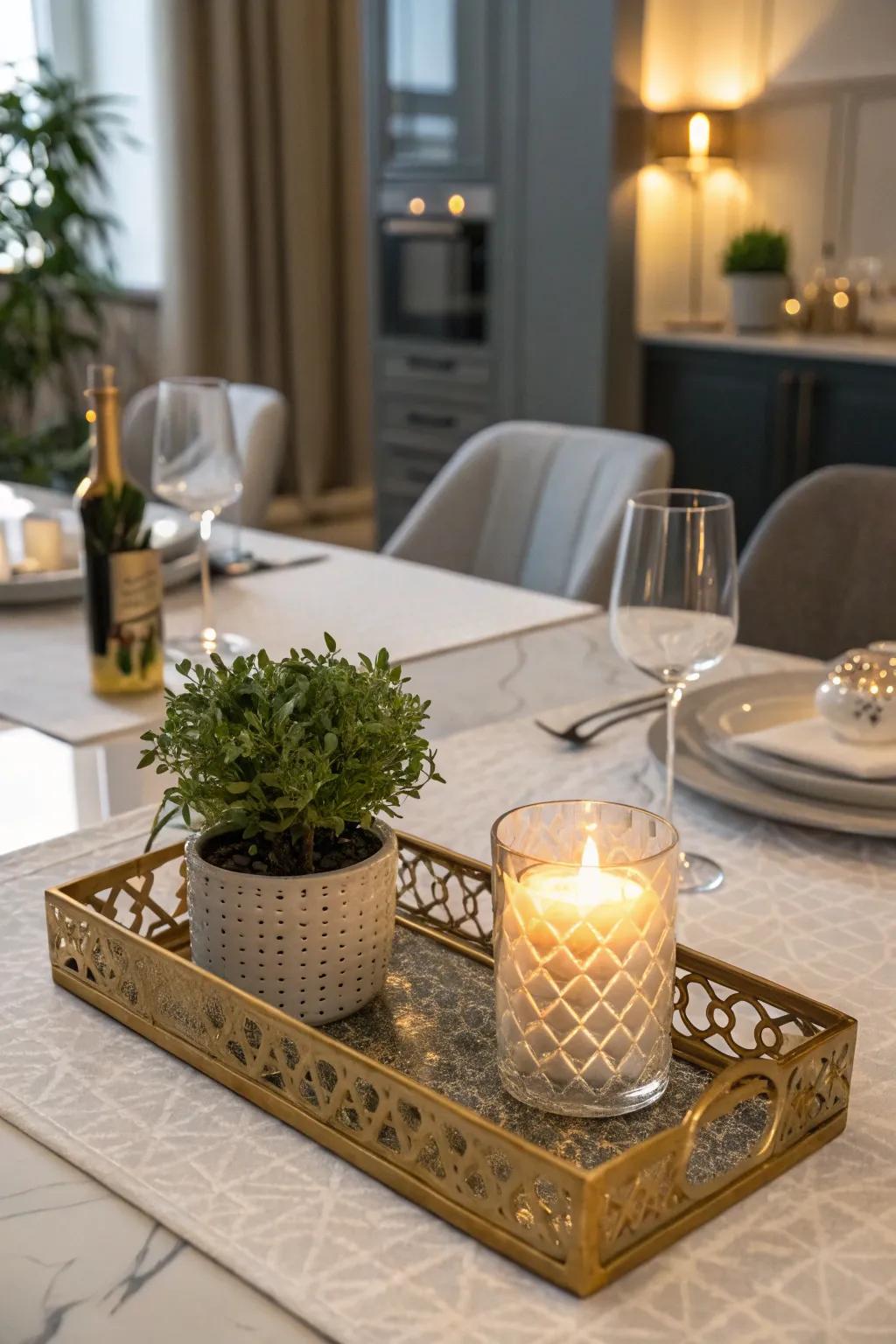 Organized elegance: Plates maintain your centerpiece cohesive.