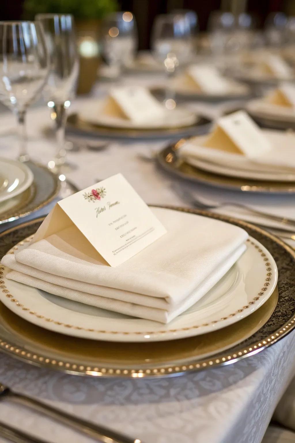 Layered seating cards enrich your dining experience.