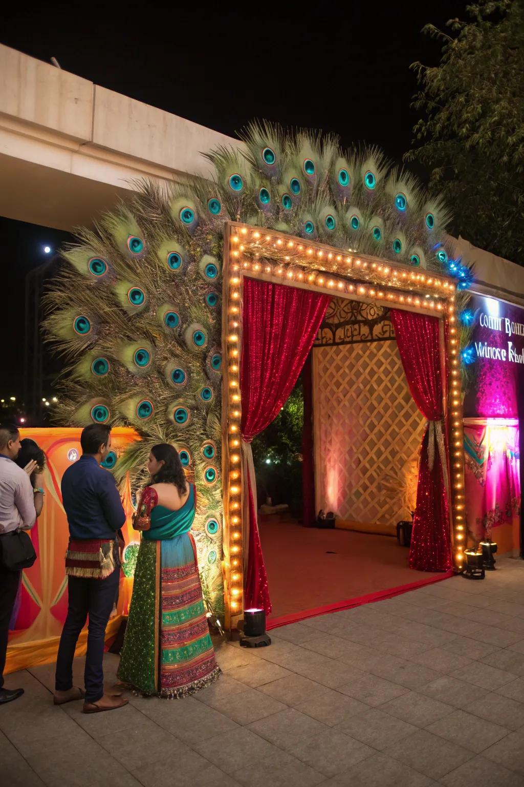 Shimmering peacock feathers adding refinement to the snapshot area.